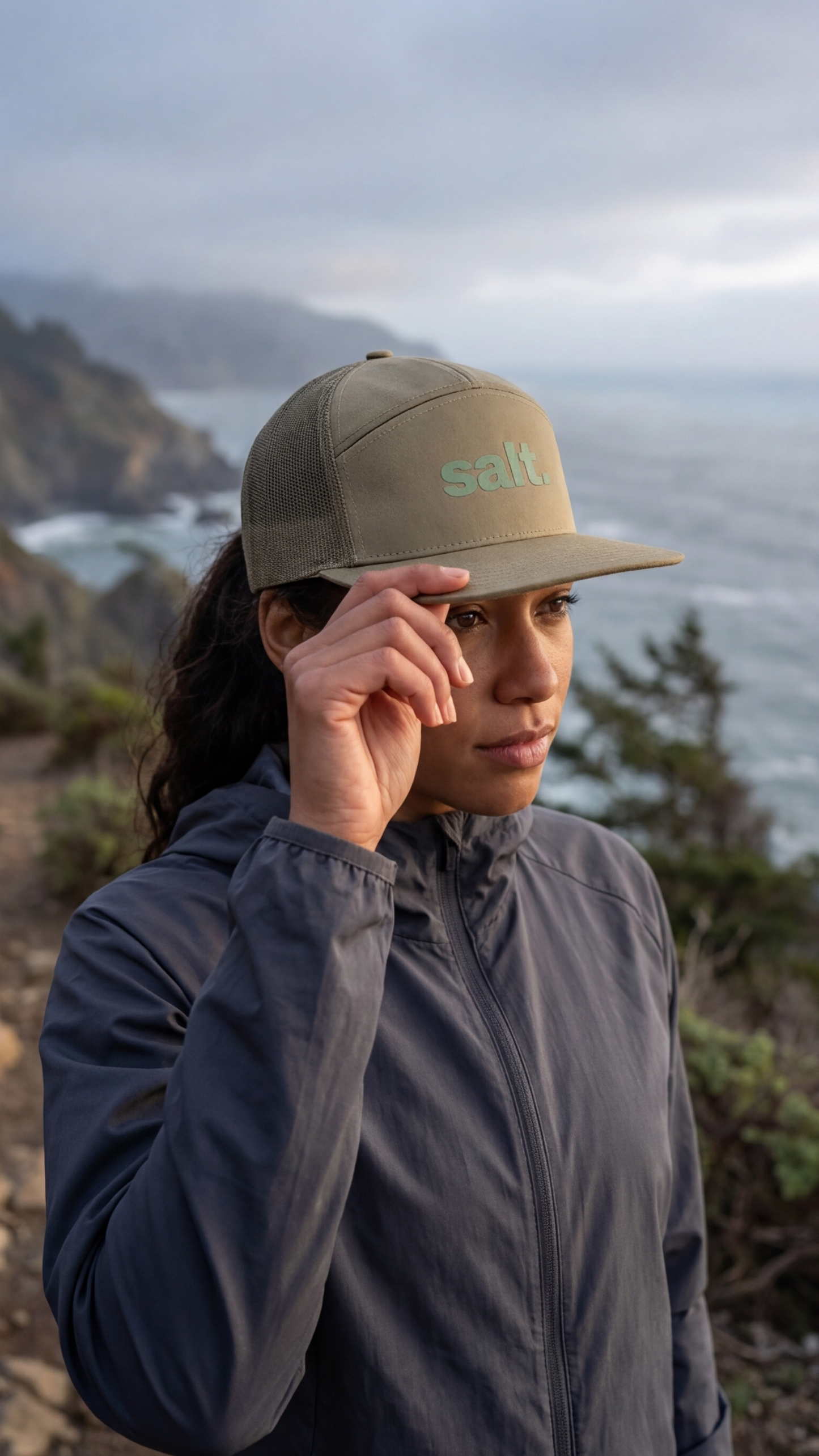 "salt." 7-panel hat - sage
